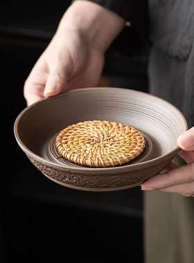 粗陶壶承干泡台陶瓷托底座紫砂壶茶壶垫茶承盘储水养壶茶托盘茶具