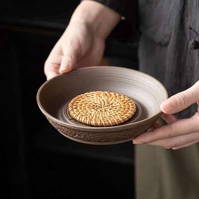 粗陶壶承干泡台陶瓷托底座