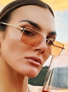 metal sunglasses方形太阳镜女个性太阳眼镜男拍照金属墨镜高颜值