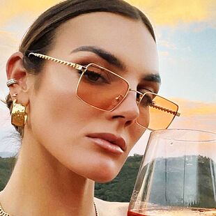 metal sunglasses方形太阳镜女个性太阳眼镜男拍照金属墨镜高颜值