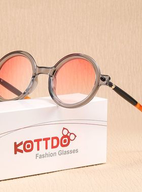 新款欧美时尚圆框太阳镜女轻奢复古墨镜户外拍照防紫外线