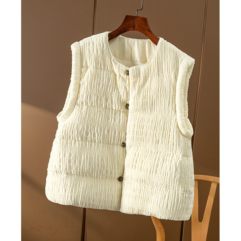 HH￥1309 秒！春天家 真丝丝绒打揽90鹅绒羽绒服马甲外套女4V50