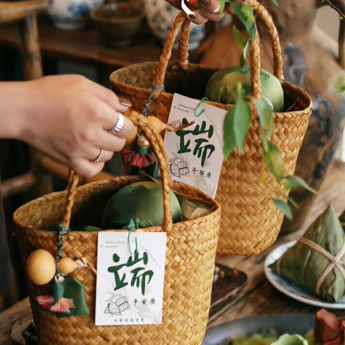 新款端午节粽子礼盒包装肉粽特产咸鸭蛋茶叶手提篮公司企业礼盒