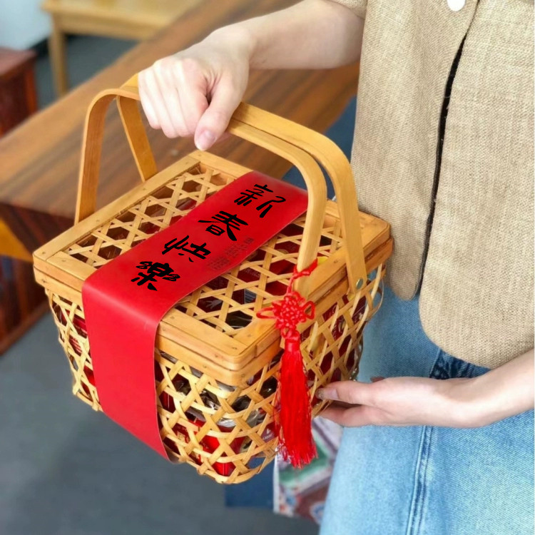 2026新年雪花酥牛轧饼干太妃糖干果糕点特产年货烘焙手提包装盒