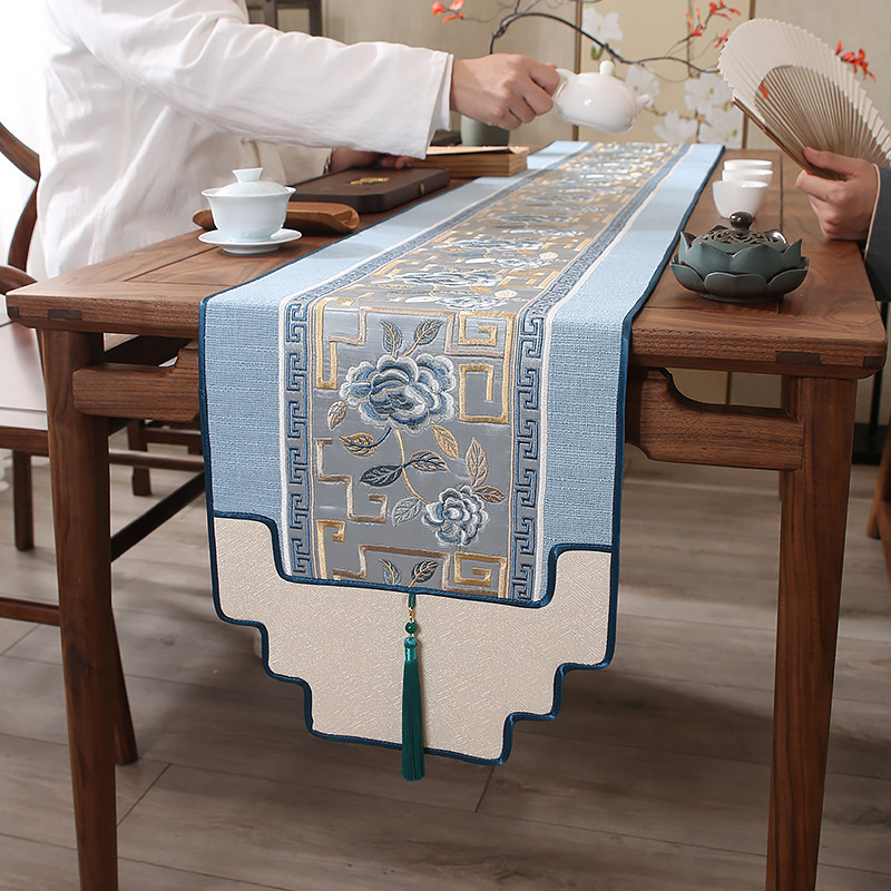 中式禅意轻奢高级氛围感桌旗布艺