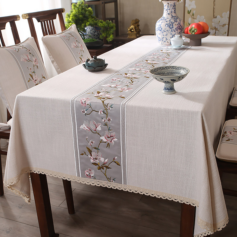 新中式餐桌布布艺轻奢高级感棉麻仿亚麻长方形茶几台布2024新款,居家布艺,桌布,淘宝优惠券,粉丝福利购,淘宝优惠卷