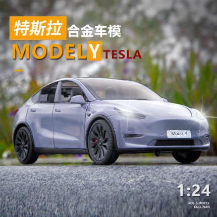 1:24仿真特斯拉modelY模型合金车模开门声光回力儿童玩具