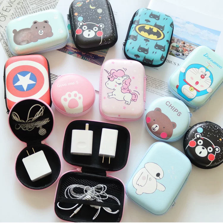 Зарядное устройство зарядки, мультяшные милые наушники, USB флешка, органайзер, защита от падения