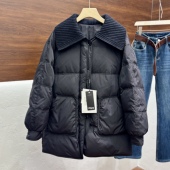 2025冬新款 高端中长款 羽绒服大口袋单排扣白鸭绒保暖外套女He635