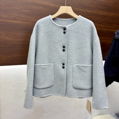 山羊绒双面羊绒大衣毛呢外套女冬短款小个子小清新甜美zuobo2503