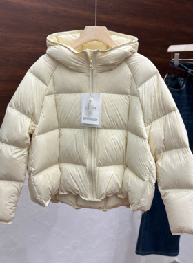 2025韩国保暖短款羽绒服女冬季新款宽松连帽90白鸭绒加厚外套6167