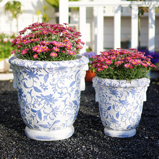 古典仿青花瓷花盆家用新中式客厅蝴蝶兰轻奢高级感大号兰花盆栽