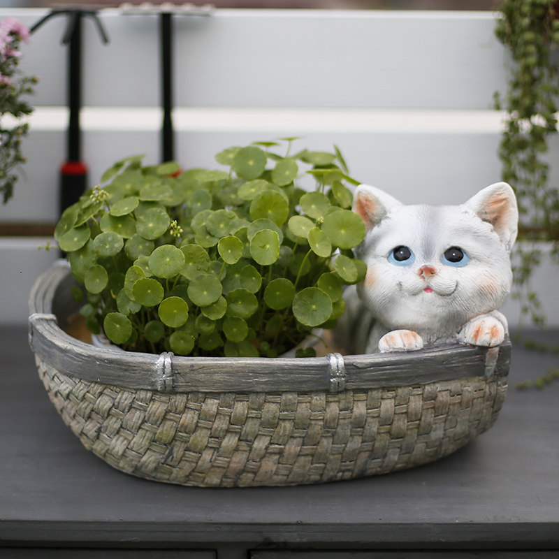 【清仓特价99元起】小猫咪创意花盆花园大口径多肉庭院装饰摆件