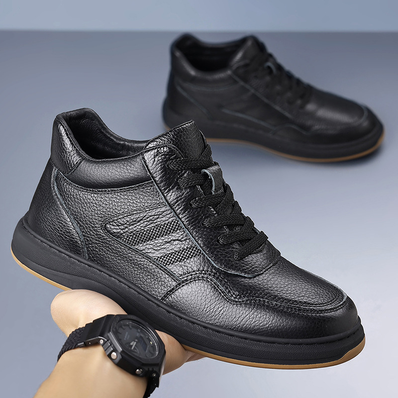 头层牛皮冬季高帮男士棉鞋真皮加绒保暖休闲男款百搭时尚男鞋鞋子