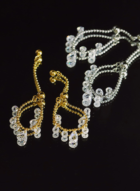 GGW 闪亮水滴碎冰Bling钻钛钢戒指 硅胶可调节指环百搭锆石手饰