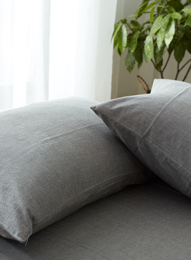 BO枕套一对 水洗棉全棉纯棉枕头套枕芯套单人单色纯色浅银灰色