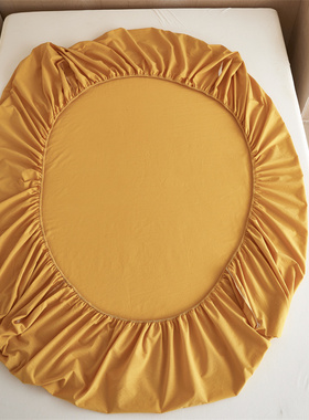 BO水洗棉纯棉全棉床笠单件1.5床垫套罩1.2保护套1.8姜黄桔黄色橘