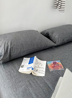 一对BO枕套格子2水洗棉全棉纯棉枕头套枕芯套48*74简约深灰色