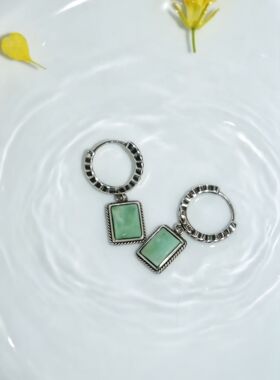 S925银绿松石耳环
