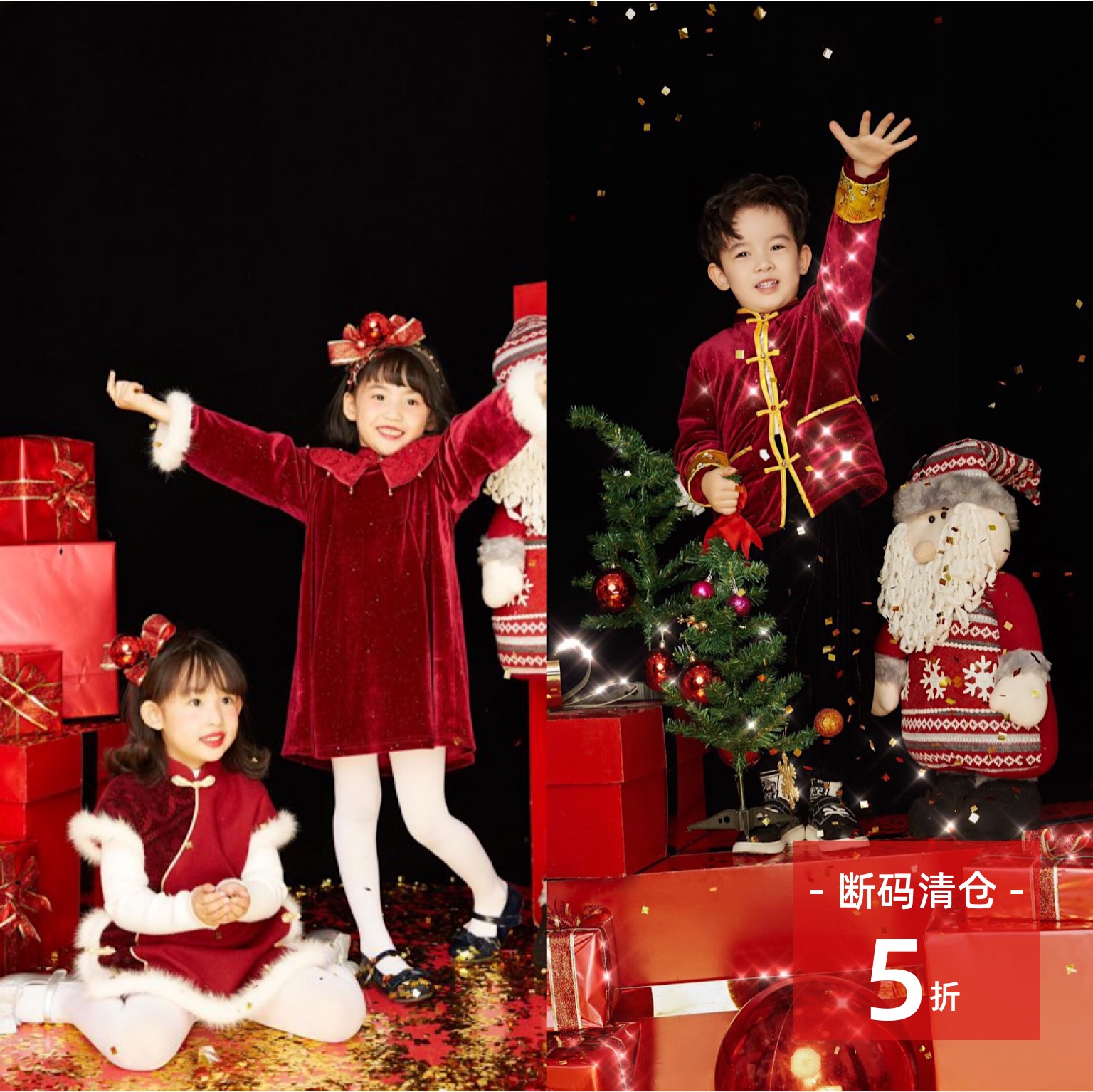 女童汉服旗袍少爷服新年拜年服