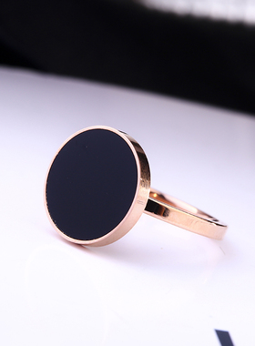 欧美风钛钢镀18k玫瑰金戒指环