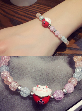 招财猫单圈透明女士甜美风手饰品