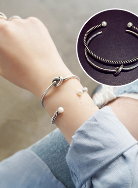 复古做旧麻花珍珠欧美日韩风手链