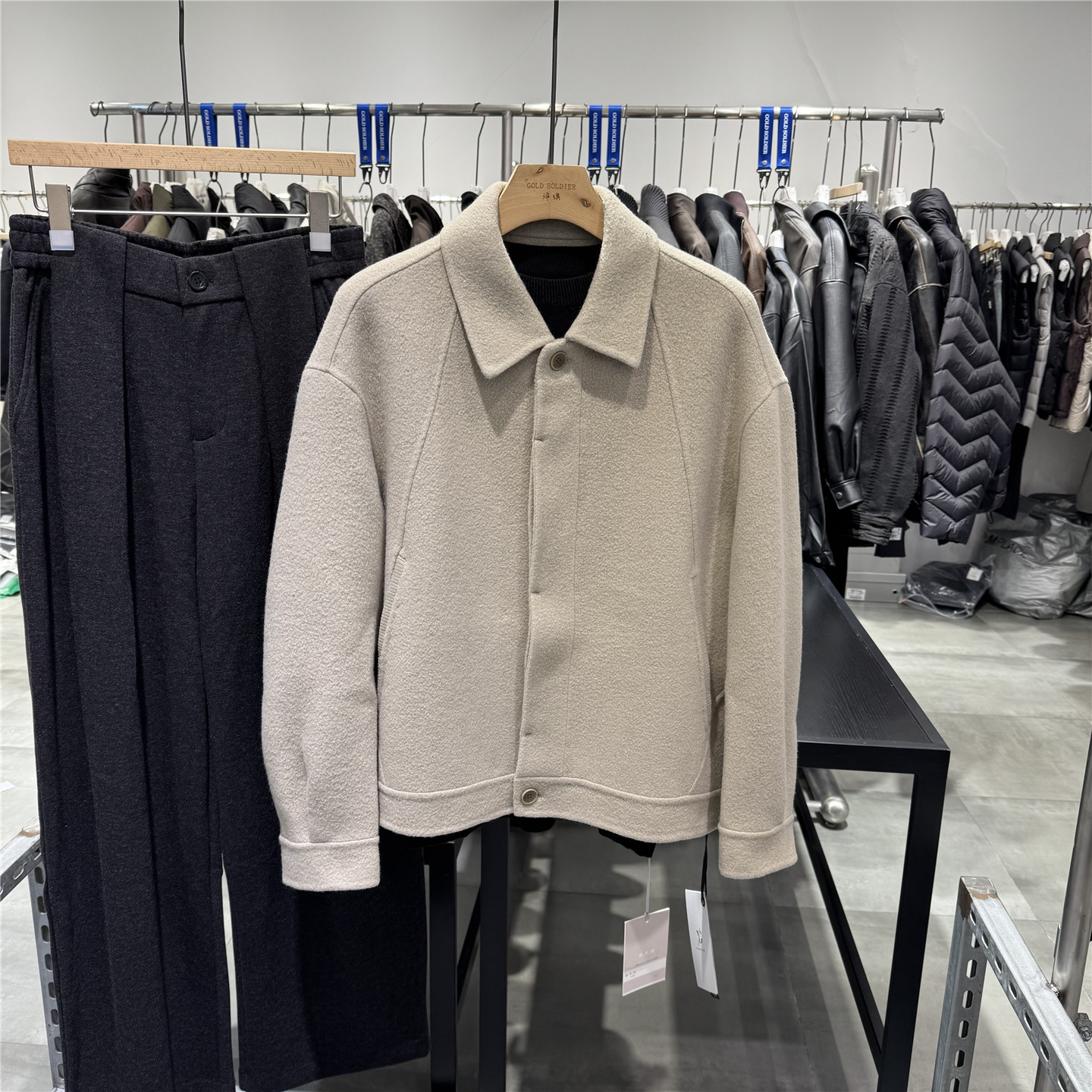 25秋冬高端时尚翻领双面羊毛毛呢大衣男短款休闲百搭呢子夹克外套