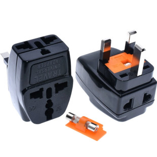 英标带保险一转三万用转换插头中国香港 新加坡马尔代夫电源插13A