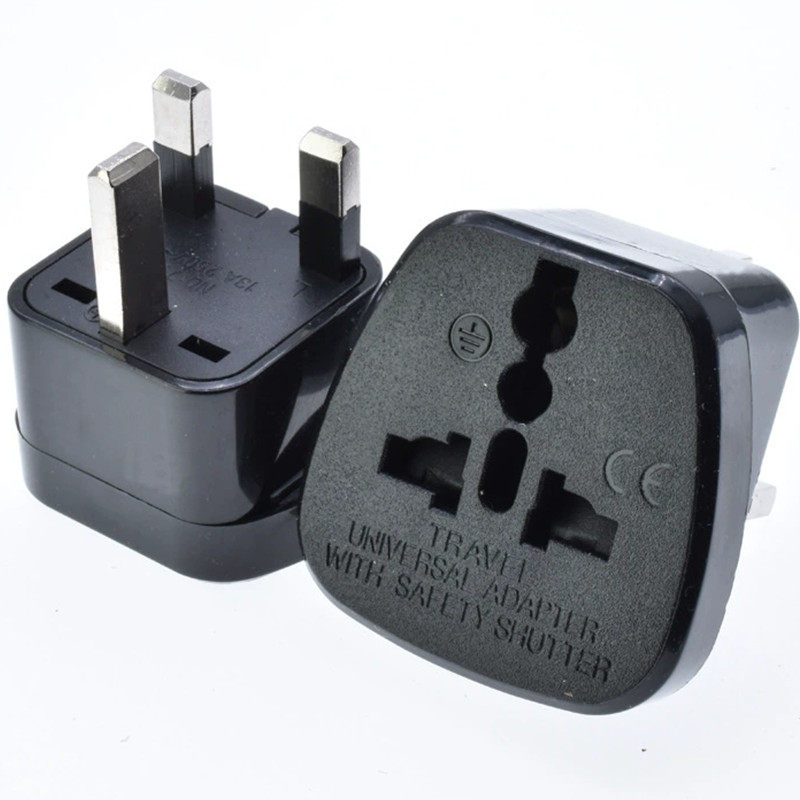 大面板新加坡马尔代夫爱尔兰英标万用转换插头带安全门13a黑色