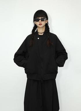 咕噜喔 复古美式棒球服宽松休闲黑色MA1空军夹克飞行员上衣外套