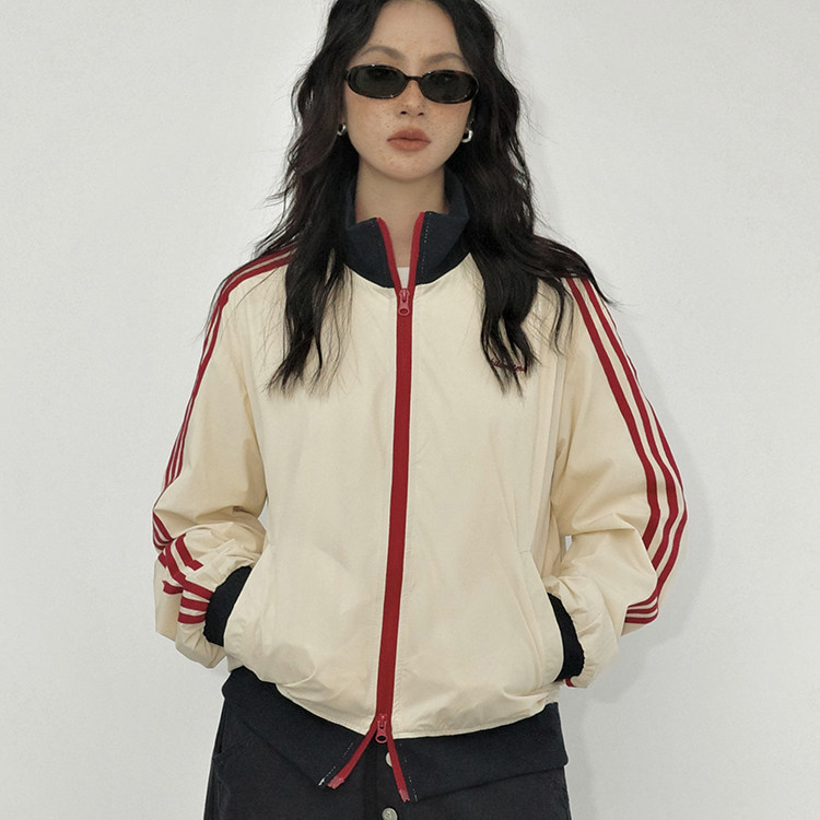 咕噜喔 秋季新品男女款夹克上衣亲肤薄款韩系学院风双拉链短外套