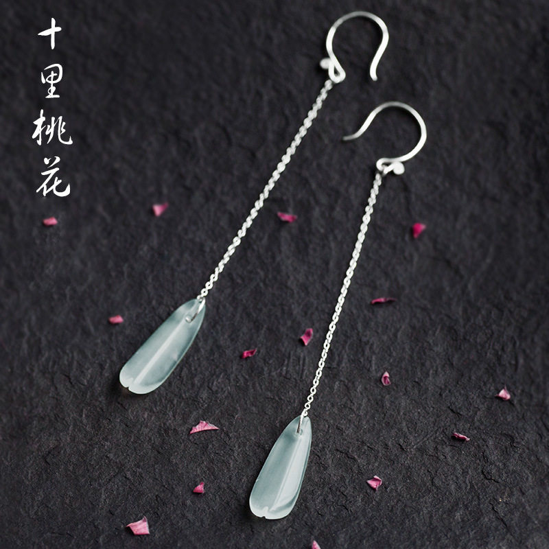 三生三世十里桃花耳环白浅耳钩 简约琉璃花瓣复古风耳坠耳线饰品