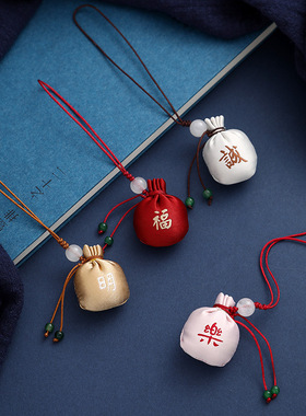 古风小香囊双面刺绣吊坠挂件