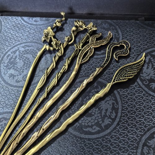 复古青铜发簪古风金属盘发