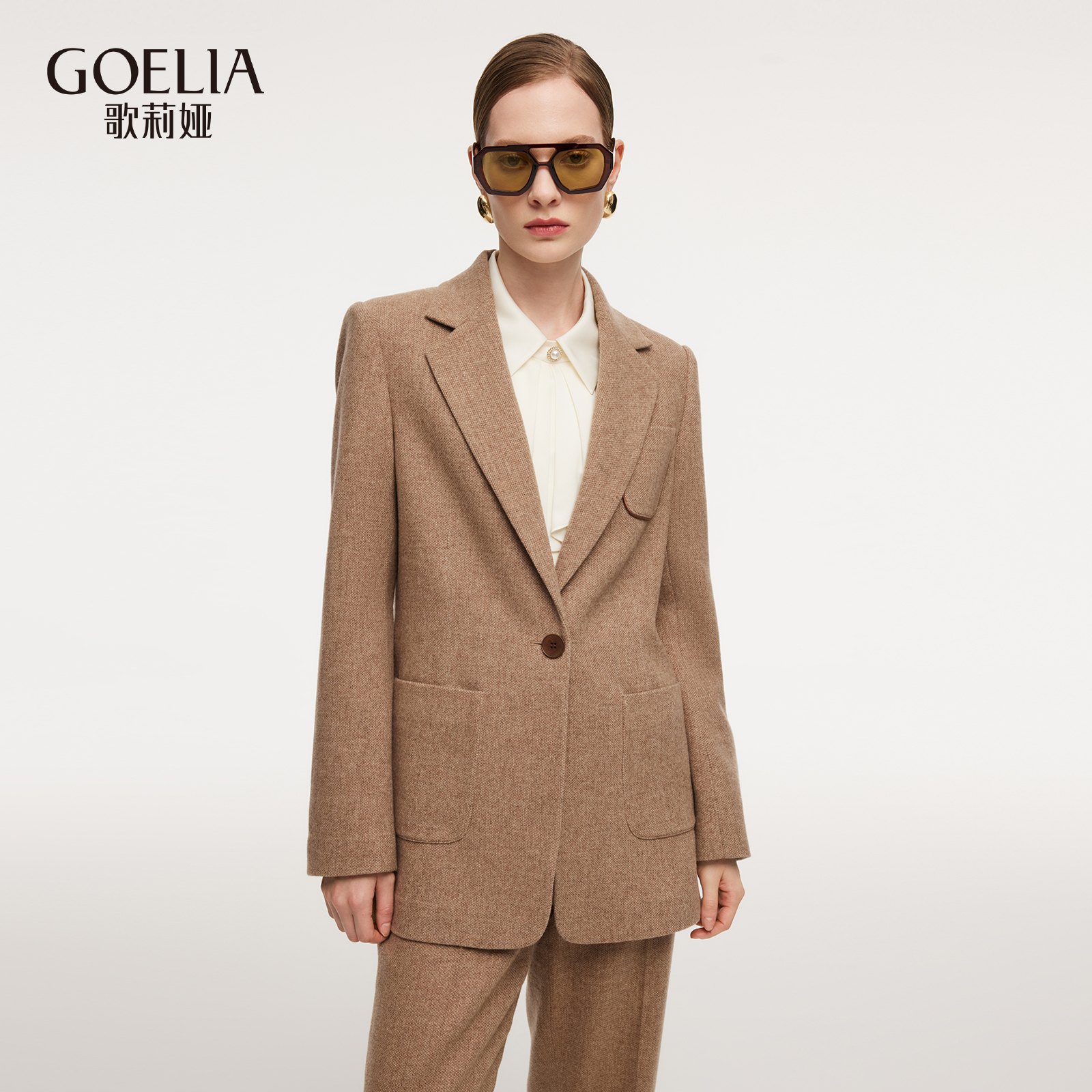 歌莉娅可水洗羊毛羊绒西装外套女