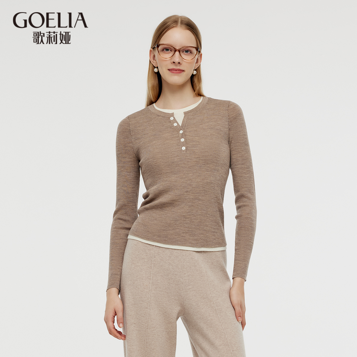 假两件羊毛针织衫歌莉娅套头上衣