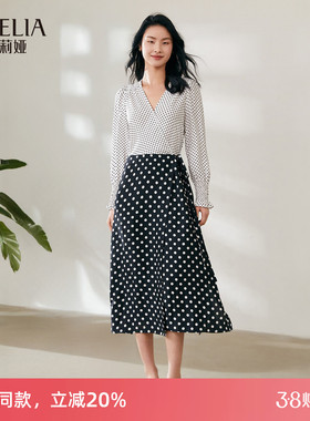歌莉娅桑蚕丝复古名媛气质通勤女士高级感茶歇连衣裙108L4K620