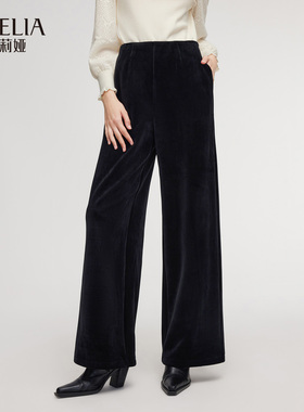 歌莉娅丝绒裤子女秋冬2025新款宽松厚款阔腿裤直筒长裤1ENL1I320