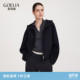 新款 外套女冬季 穿搭 歌莉娅双面呢天丝羊毛连帽短款 首降