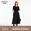 新款 短袖 连衣裙2024夏季 歌莉娅黑色工装 拼接针织小黑裙1C5J4H340