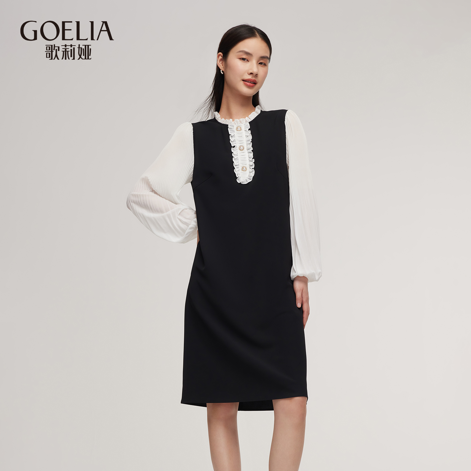 歌莉娅连衣裙女夏季薄纱长袖裙子