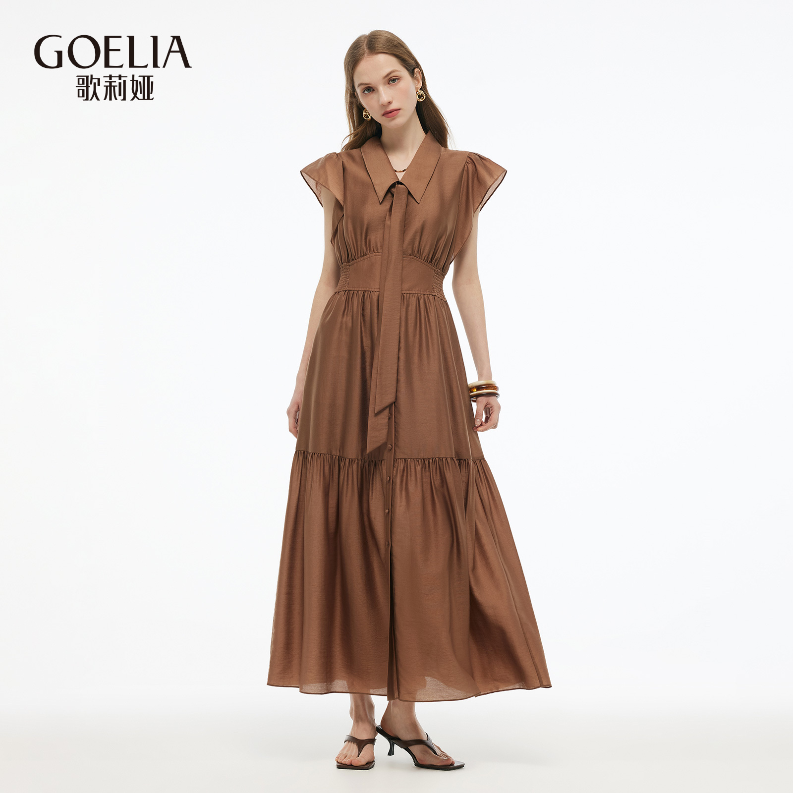 歌莉娅夏季大方得体天丝连衣裙女