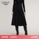 歌莉娅针织半身裙女秋冬2025新款 高腰伞裙 流行穿搭独特八片裙厚款