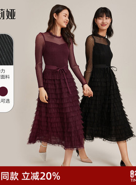 歌莉娅夏季新款压褶蛋糕连衣裙气质时尚收腰显瘦裙子女18NM4E350