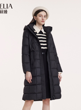 歌莉娅中长款羽绒服女冬季保暖轻薄鹅绒服连帽外套1ACC8D54A