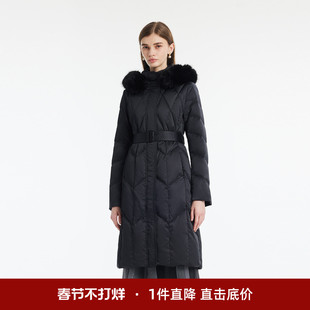 首降现货|歌莉娅90%鹅绒服长款羽绒服女冬季防风轻薄修身连帽外套