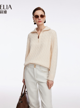 歌莉娅大翻领毛衣女新款冬季穿搭显瘦羊毛长袖上衣1ECC5J180