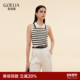 歌莉娅天丝上衣女2025新款 夏季 穿搭polo领条纹外穿背心1E9L5B560