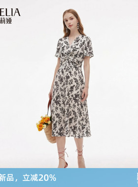 歌莉娅碎花连衣裙女2026新款夏季度假风法式扭结连衣裙1F4R4K7A0